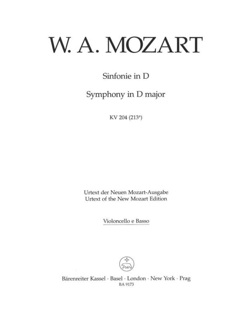 Symphony in D major based on the Serenade K.204 (213a)
